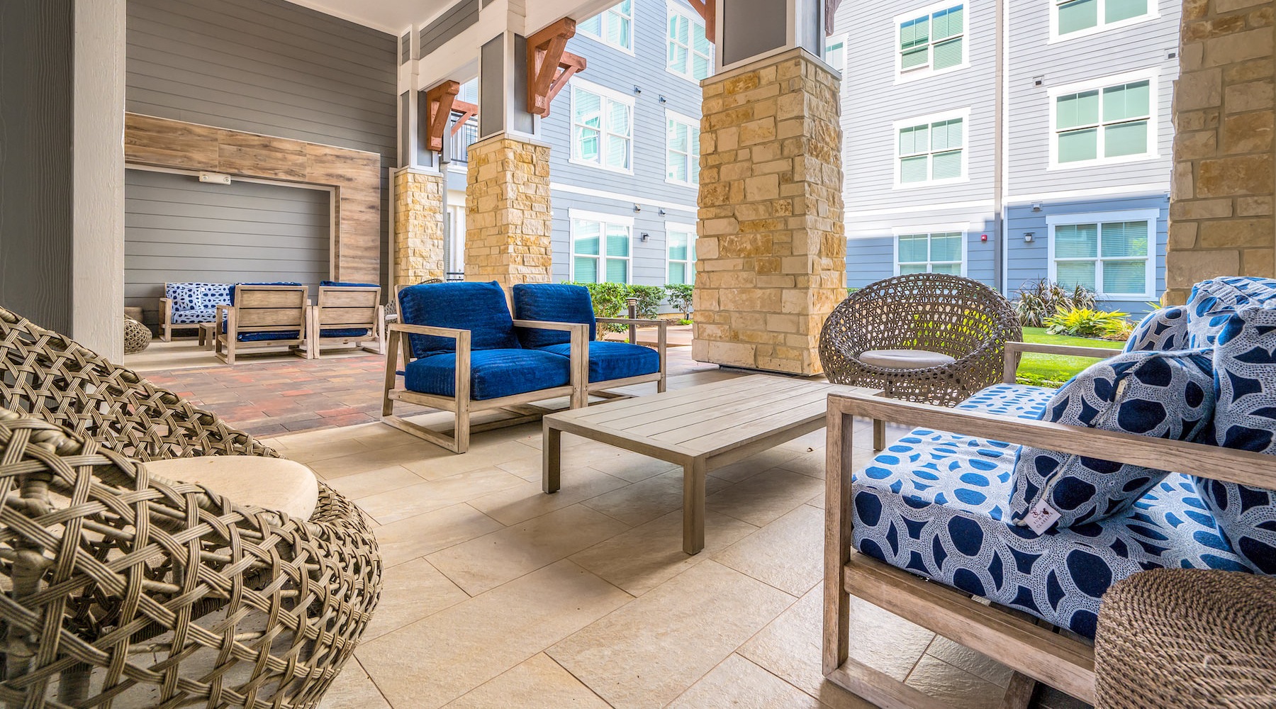 Large outdoor lounge located near the pool 